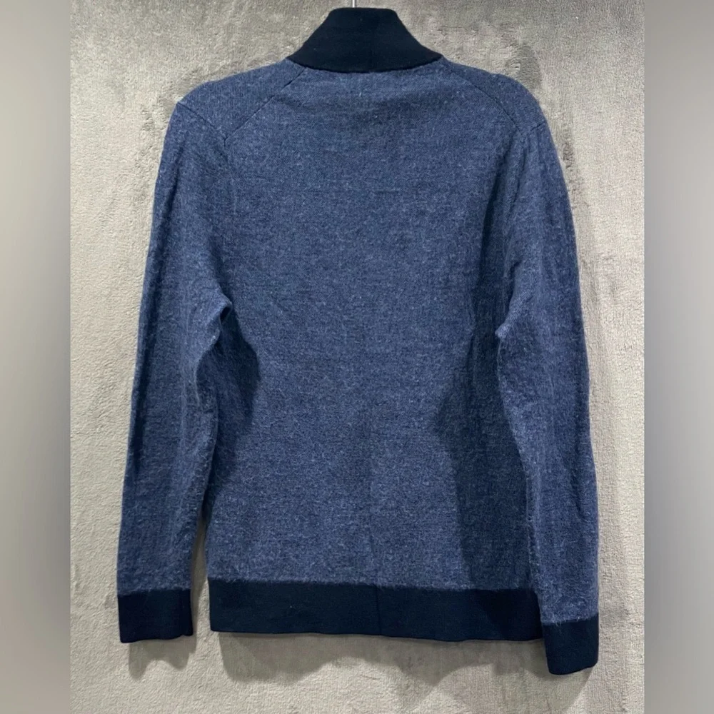 Brooks Brothers Extra Fine Merino Wool Sweater Mens Large Blue Quarter ¼ Zip